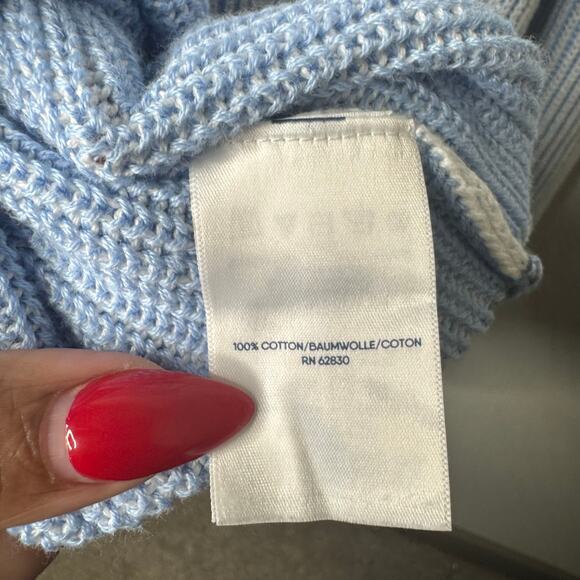 Lands’ End Women’s Drifter Cotton Sweater Blue Stripe Crew Neck Long Sleeve L - Picture 5 of 7